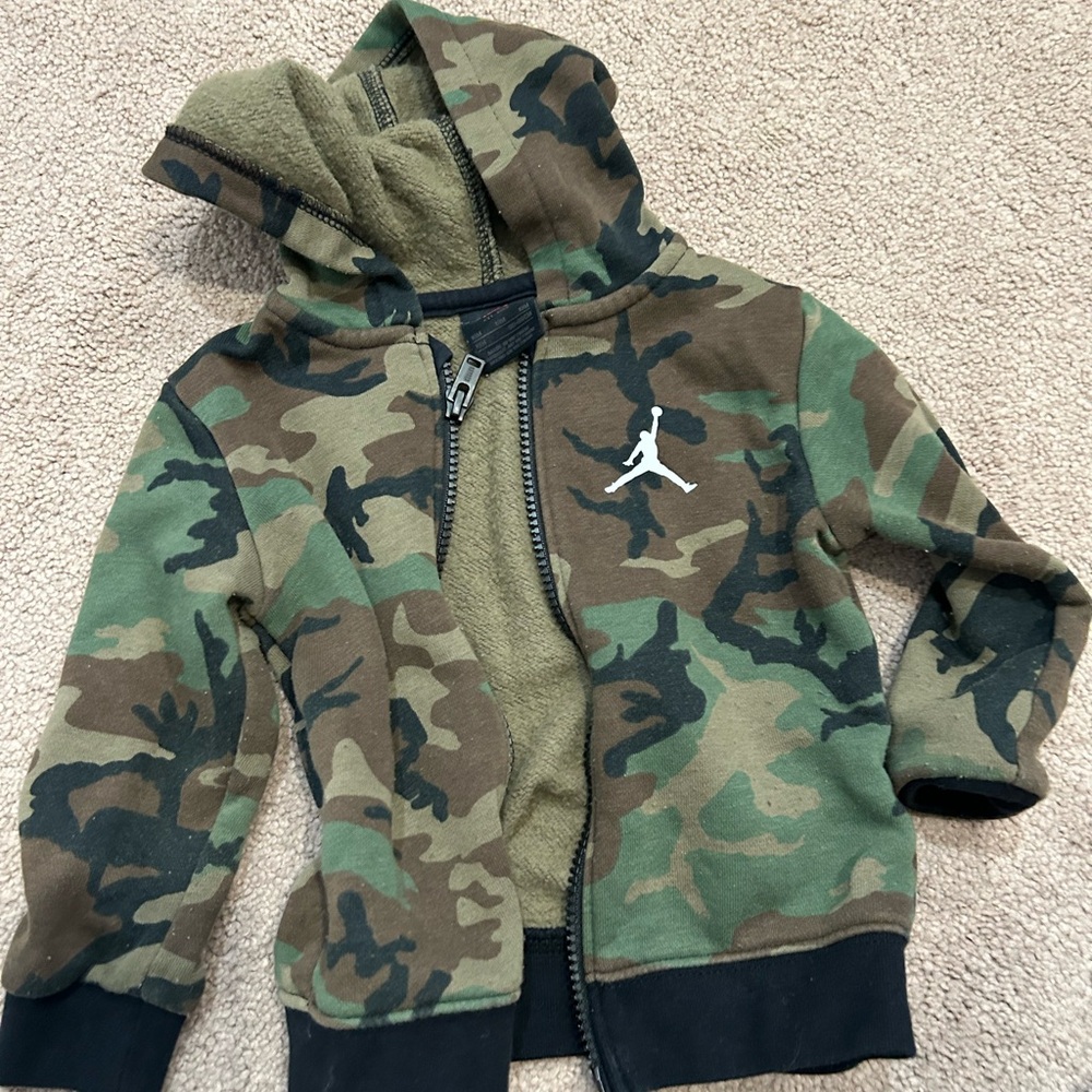 Nike Green and Brown Camouflage Hoodie